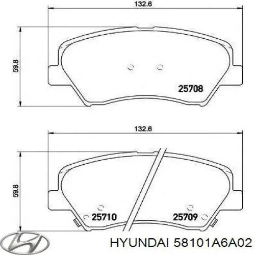 Передние тормозные колодки 58101A6A02 Hyundai/Kia