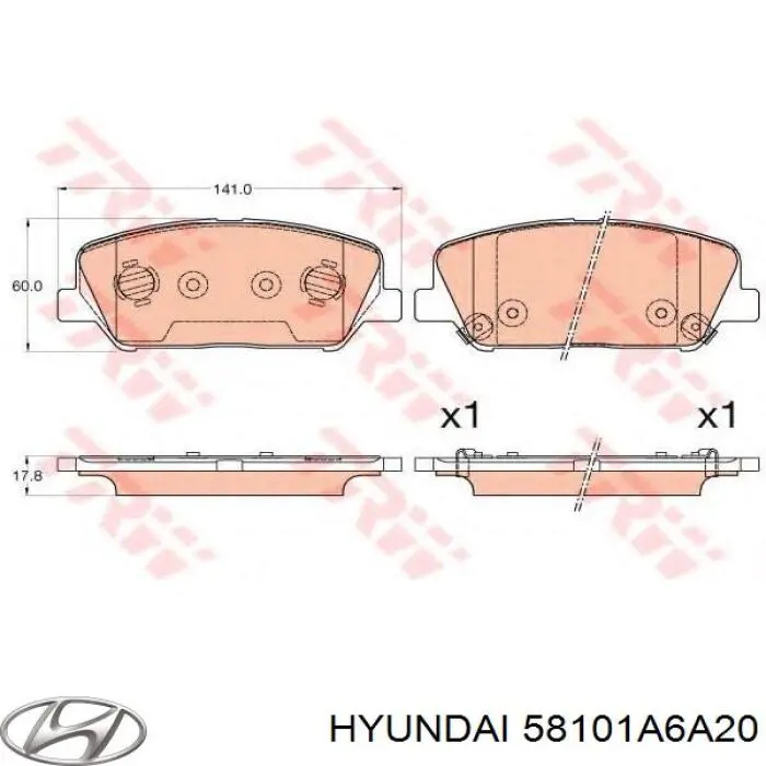 Колодки Hyundai/Kia 58101A6A20 цена, от 32.27 USD