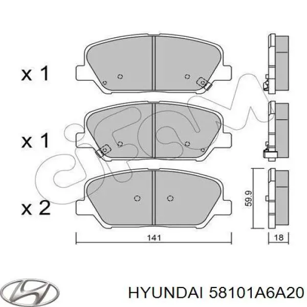 Купить 58101A6A20 Hyundai/Kia Колодки тормозные