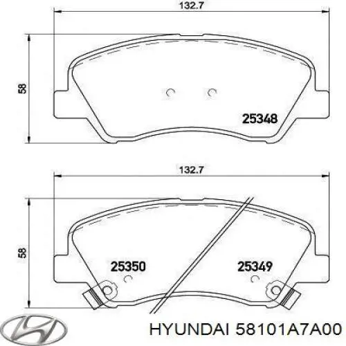 Передние тормозные колодки 58101A7A00 Hyundai/Kia