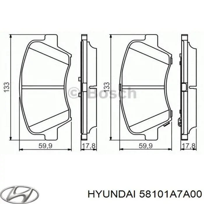 Sapatas do freio dianteiras de disco Hyundai/Kia 58101A7A00 preço, a partir de 56,00 USD