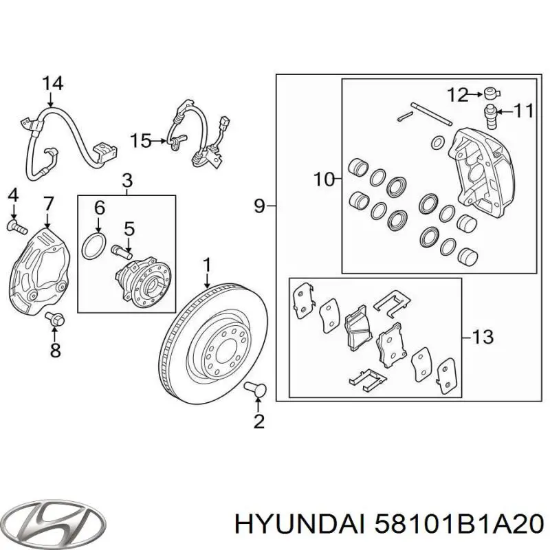 Купить 58101B1A20 Hyundai/Kia Колодки тормозные