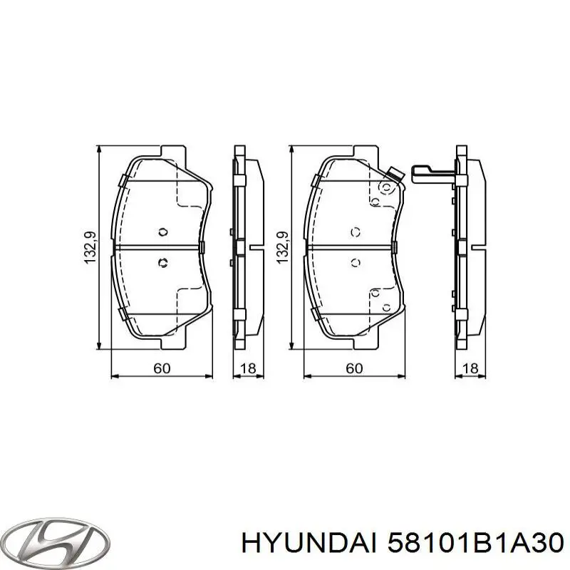 Передние тормозные колодки 58101B1A30 Hyundai/Kia