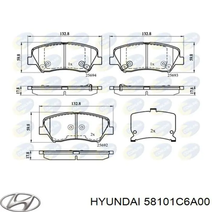 Купить 58101C6A00 Hyundai/Kia Колодки тормозные