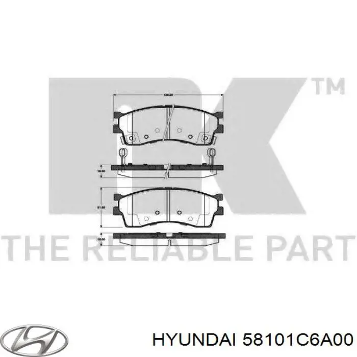 Купить 58101C6A00 Hyundai/Kia Колодки тормозные
