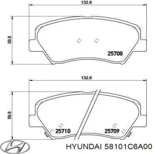 Передние тормозные колодки 58101C6A00 Hyundai/Kia