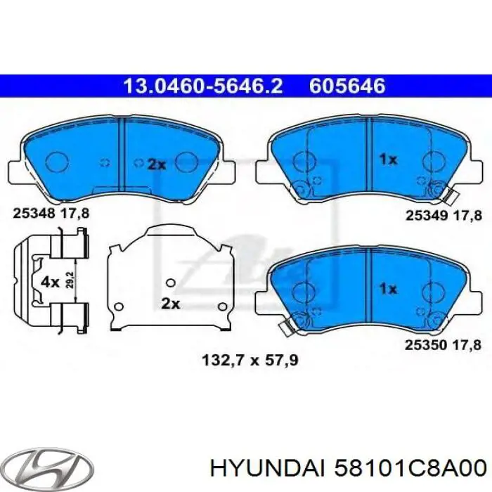 Передние тормозные колодки 58101C8A00 Hyundai/Kia