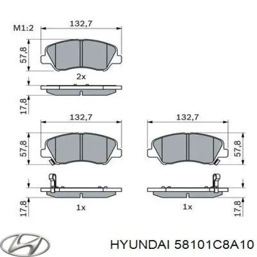 58101C8A10 Hyundai/Kia передние тормозные колодки