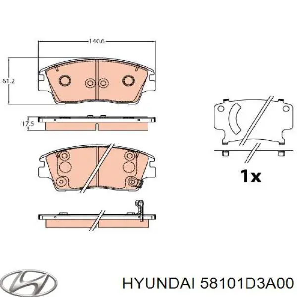 58101D3A00 Hyundai/Kia sapatas do freio dianteiras de disco