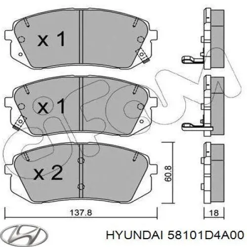 Купить 58101D4A00 Hyundai/Kia Колодки тормозные