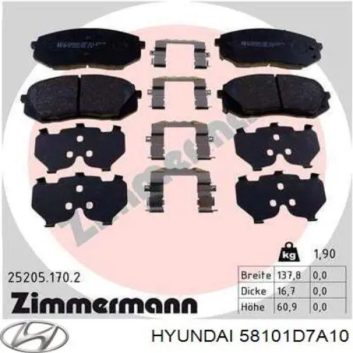 Купить 58101D7A10 Hyundai/Kia Колодки тормозные
