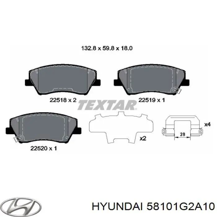 58101G2A10 Hyundai/Kia колодки тормозные передние дисковые