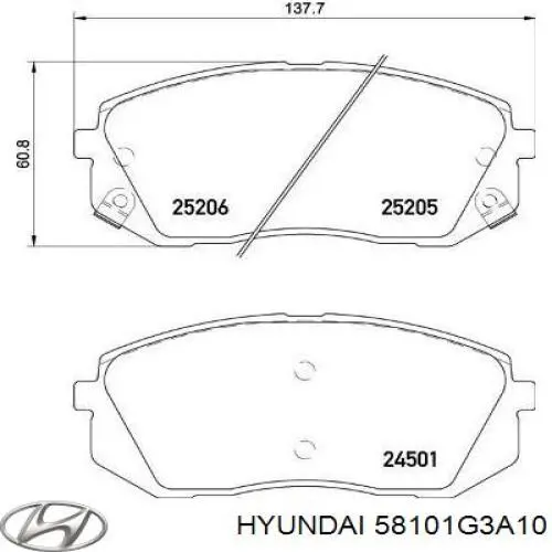 58101G3A10 Hyundai/Kia Колодки передние