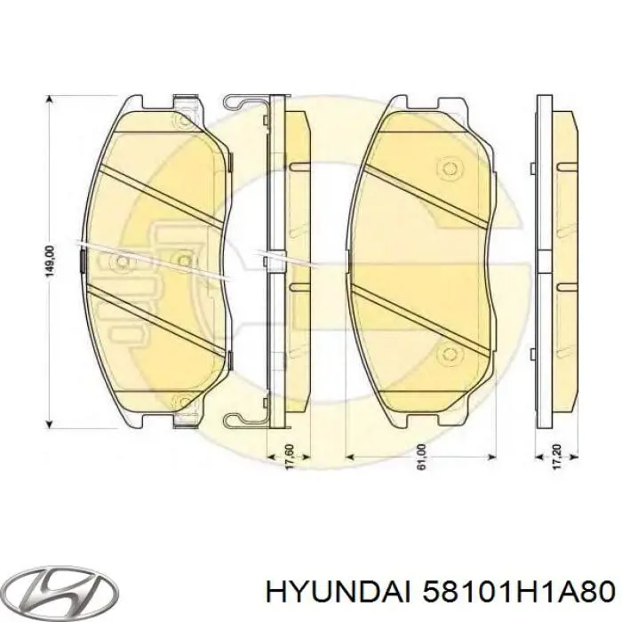 58101H1A80 Hyundai/Kia колодки тормозные передние дисковые