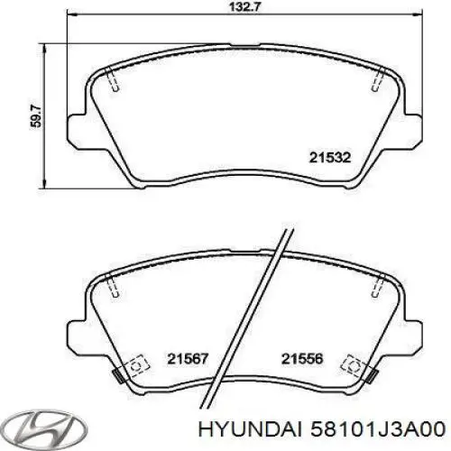 58101J3A00 Hyundai/Kia sapatas do freio dianteiras de disco