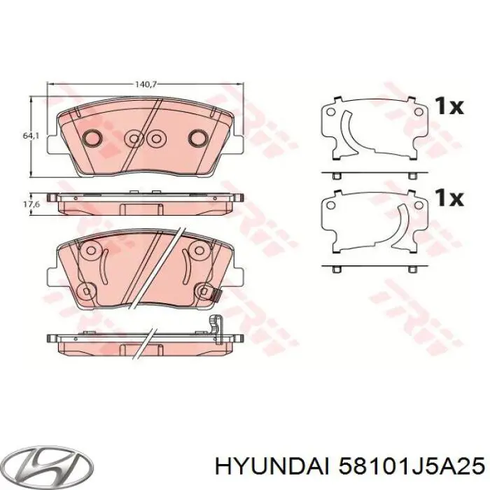 58101J5A25 Hyundai/Kia sapatas do freio dianteiras de disco