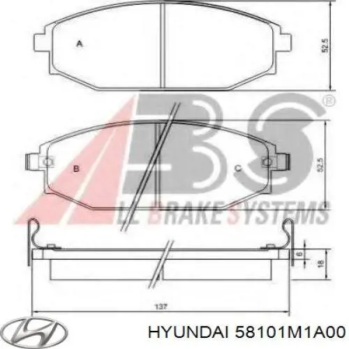 Купить 58101M1A00 Hyundai/Kia Колодки тормозные
