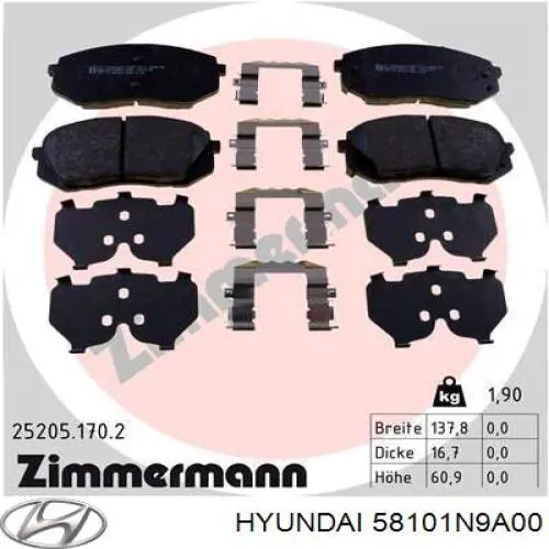 Compre 58101N9A00 Hyundai/Kia Sapatas do freio dianteiras de disco