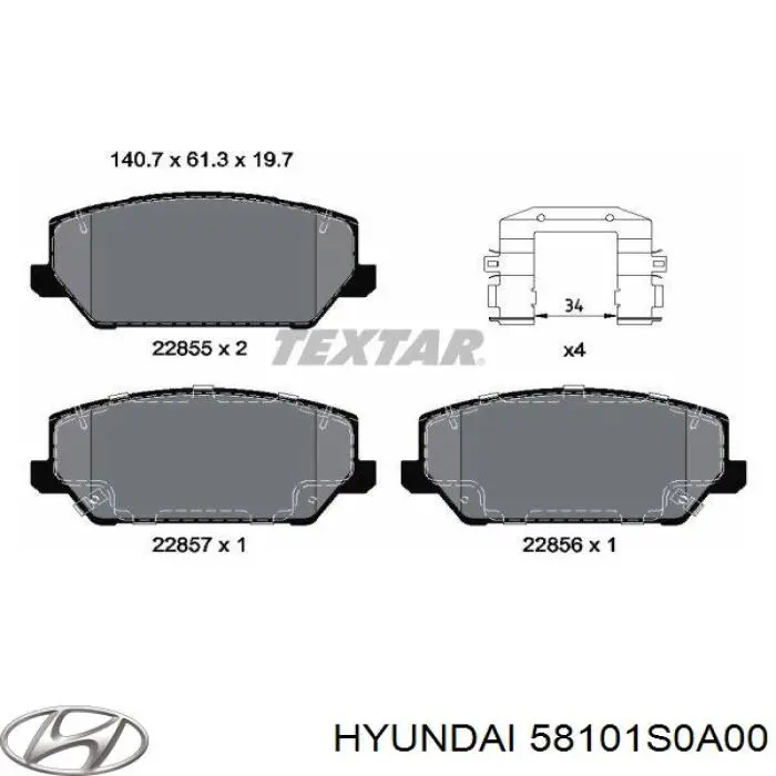 Передние тормозные колодки 58101S0A00 Hyundai/Kia