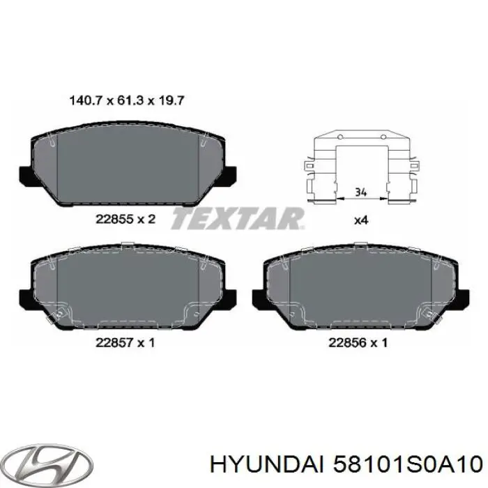 Передние тормозные колодки 58101S0A10 Hyundai/Kia