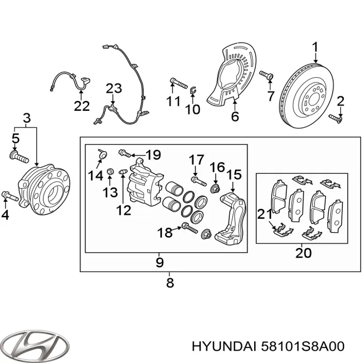 Sapatas do freio dianteiras de disco para Hyundai PALISADE 