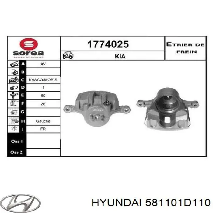  581101D110 Hyundai/Kia