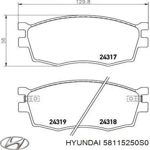 58115250S0 Hyundai/Kia колодки тормозные передние дисковые
