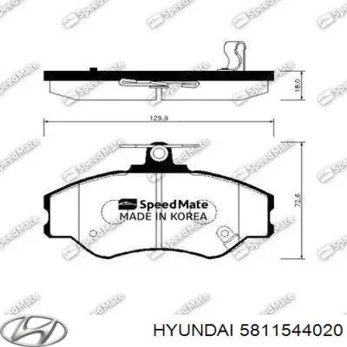 Передние тормозные колодки 5811544020 Hyundai/Kia