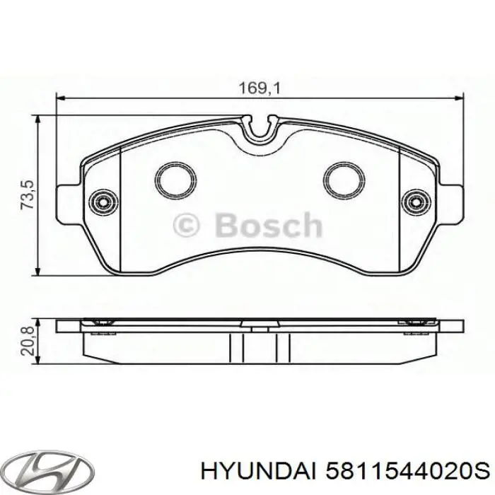 Передние тормозные колодки 5811544020S Hyundai/Kia