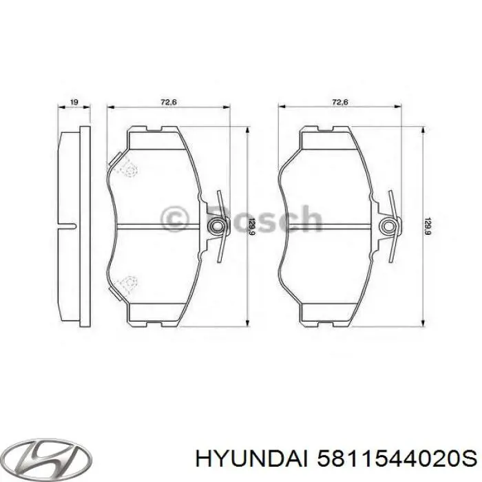 5811544020S Hyundai/Kia колодки тормозные передние дисковые