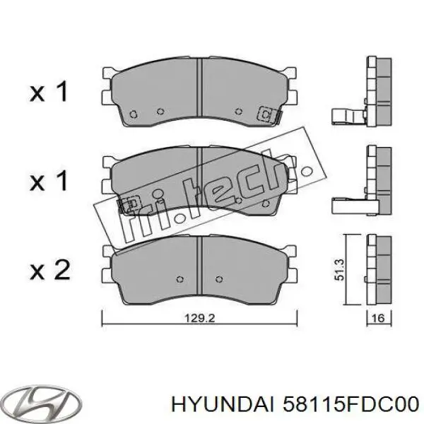 58115FDC00 Hyundai/Kia колодки тормозные передние дисковые
