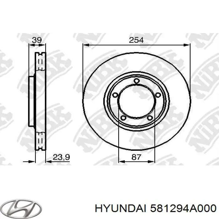 Передние тормозные диски 581294A000 Hyundai/Kia