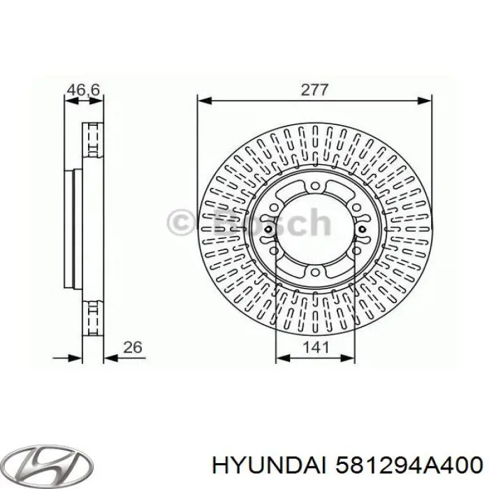 Disco do freio dianteiro para Hyundai H-1 STAREX 