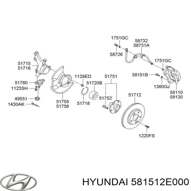  581512E000 Hyundai/Kia