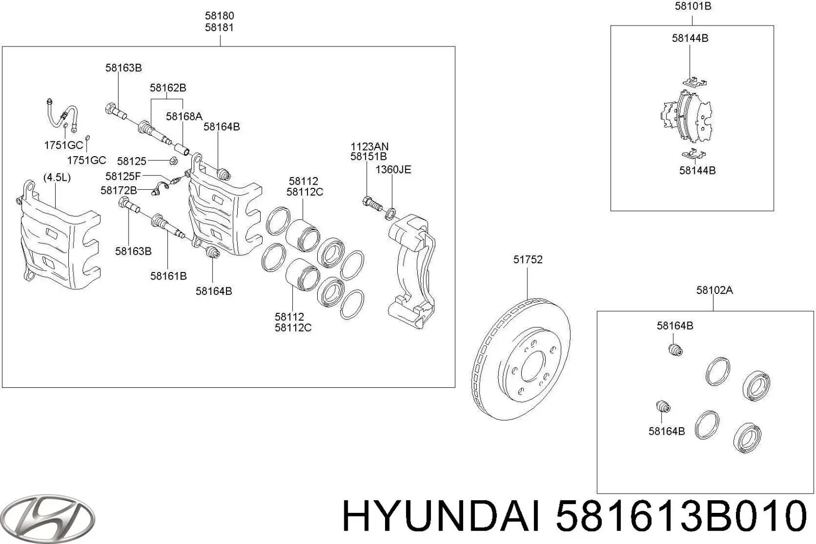 581613B010 Hyundai/Kia направляющая суппорта переднего нижняя