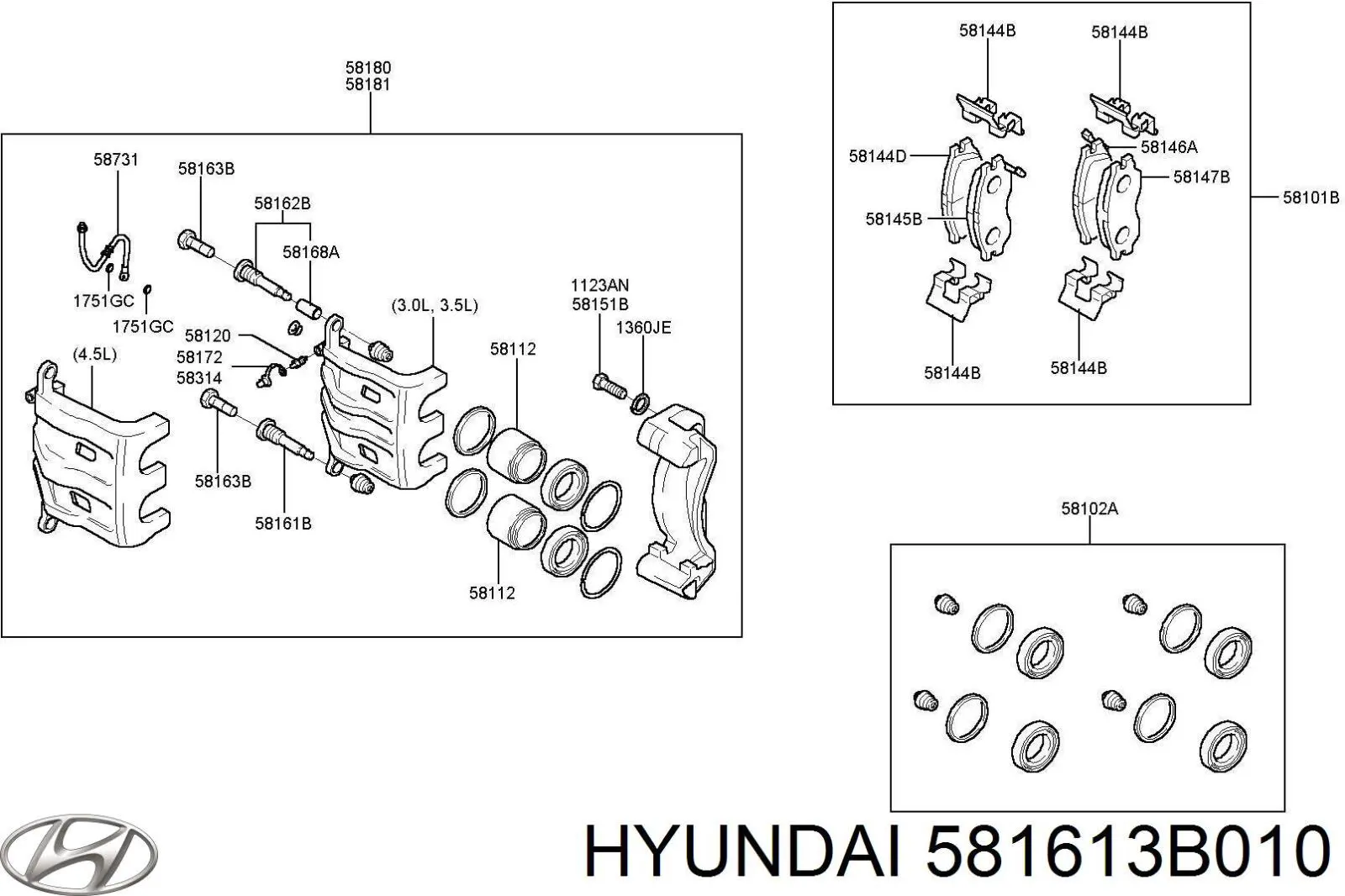 Купить 581613B010 Hyundai/Kia Направляющая суппорта переднего нижняя