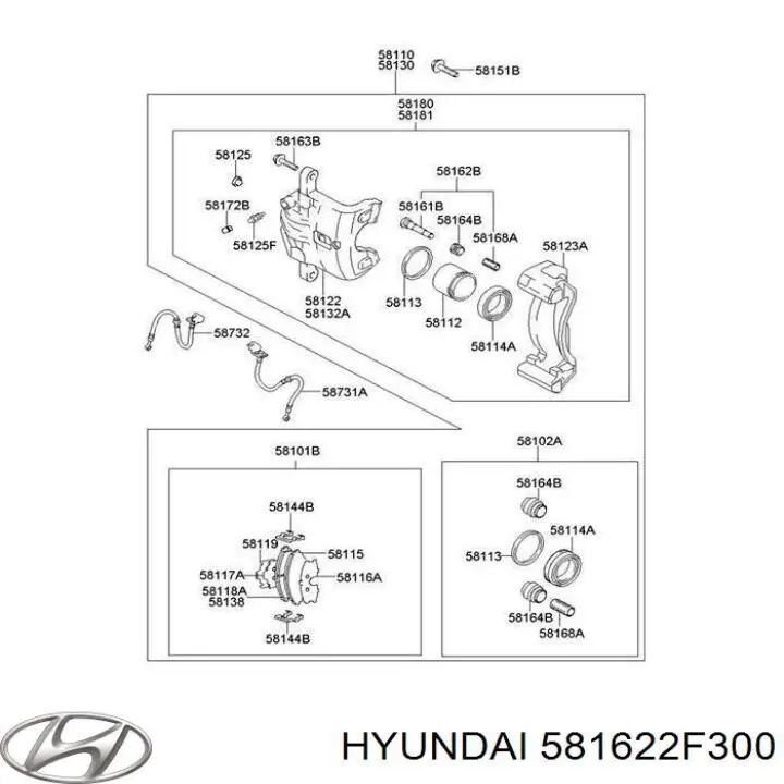 Купить 581622F300 Hyundai/Kia Направляющая суппорта переднего верхняя