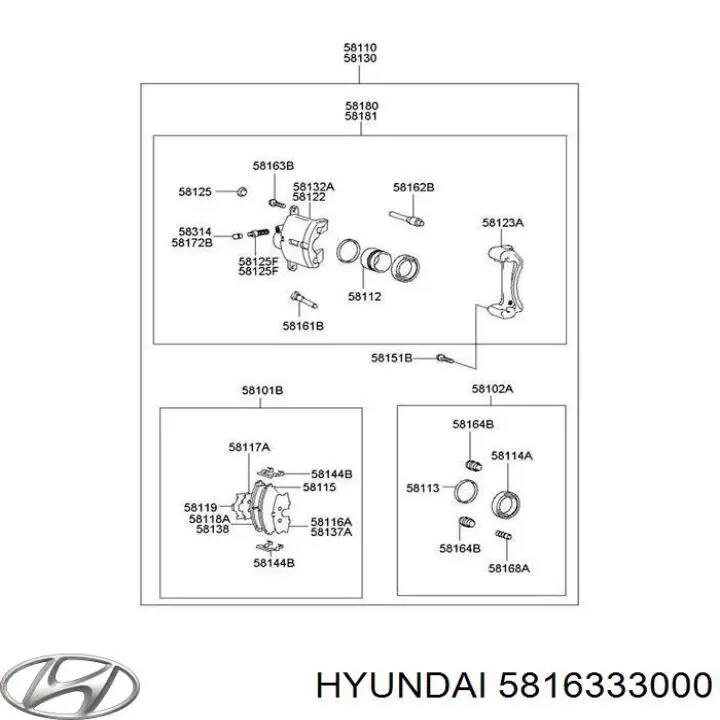 Tornillo de pinza de freno 5816333000 Hyundai/Kia