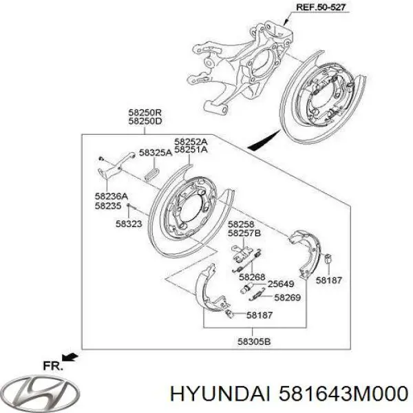 581643M000 Hyundai/Kia bota de proteção de suporte guia do freio traseiro