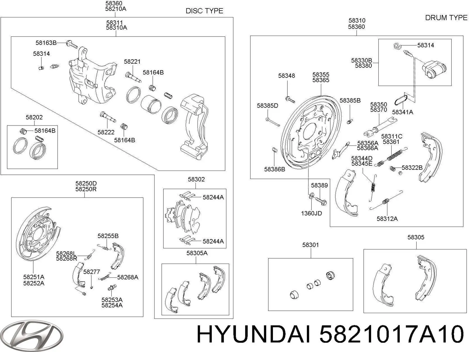 Купить 5821017A10 Hyundai/Kia Ремкомплект суппорта тормозного, заднего