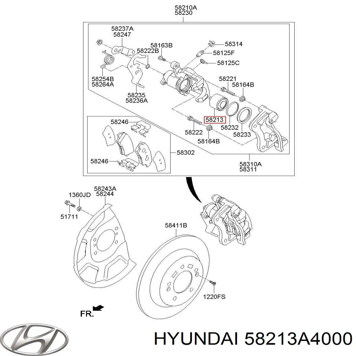 Поршень суппорта тормозного заднего Hyundai/Kia 58213A4000