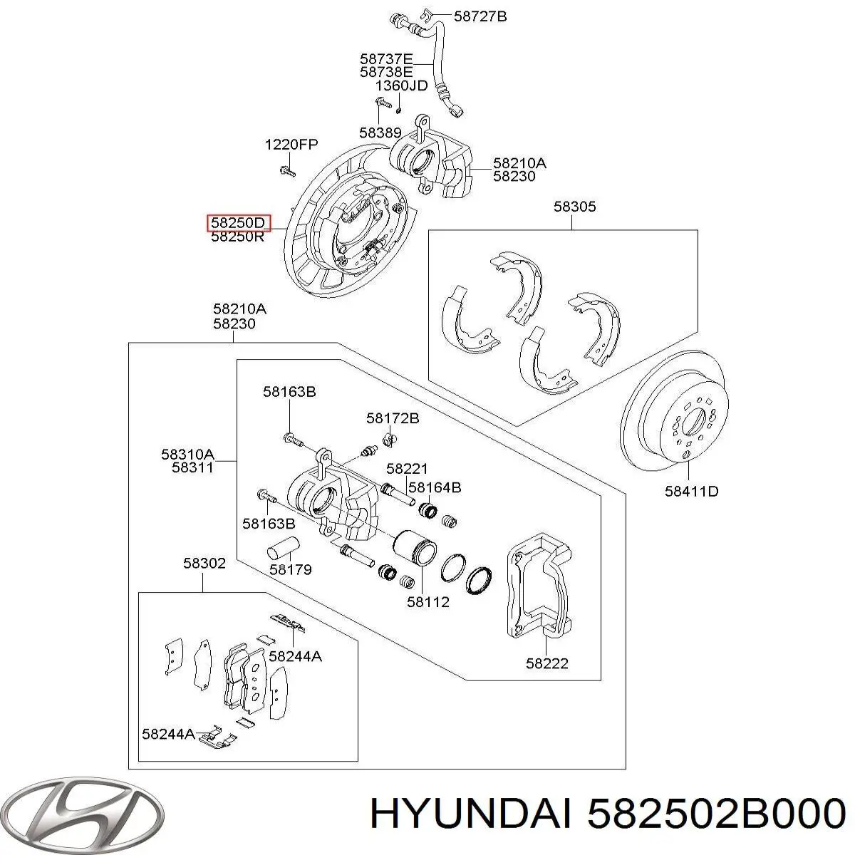 Разжимной механизм колодок стояночного тормоза Hyundai/Kia 582502B000 цена, от 126.69 USD
