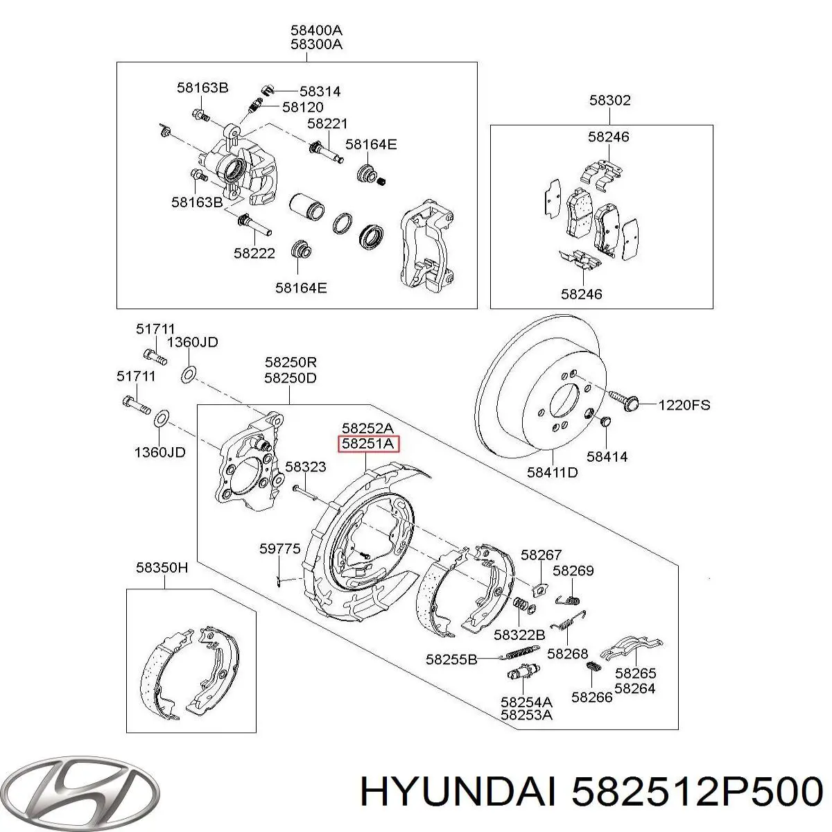Купить 582512P500 Hyundai/Kia Защита тормозного диска заднего, левая