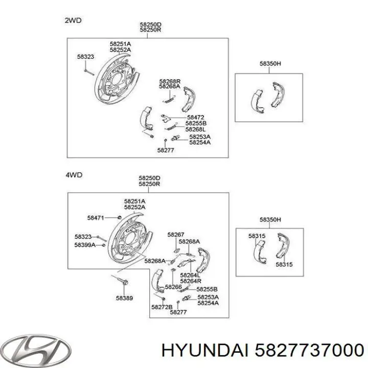 Ремкомплект стояночного тормоза на Hyundai Sonata EF