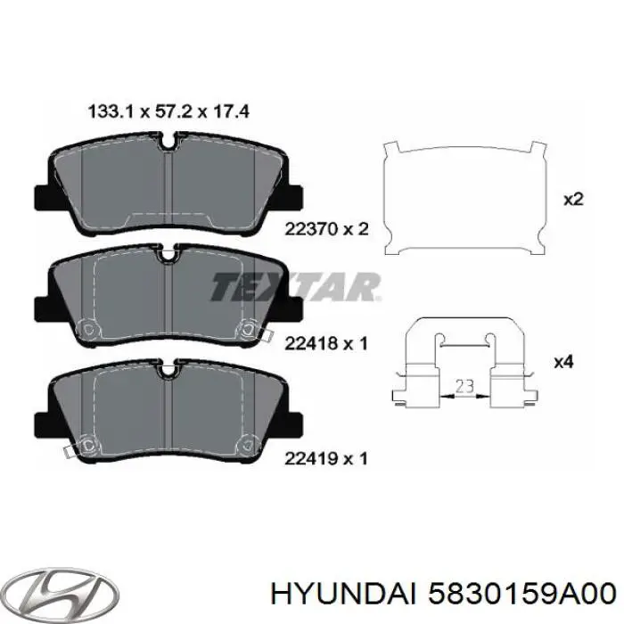 5830159A00 Hyundai/Kia sapatas do freio traseiras de disco