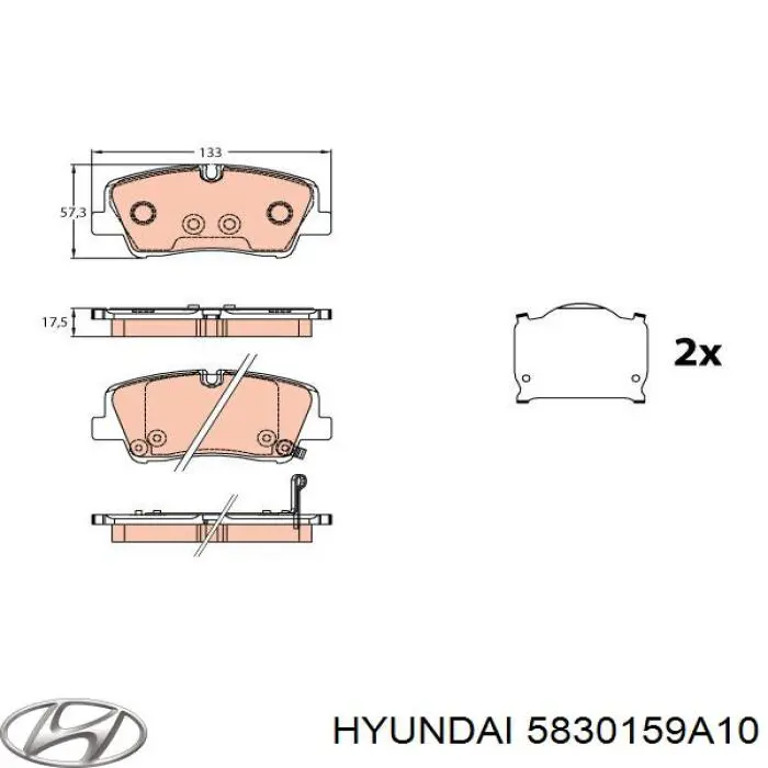 5830159A10 Hyundai/Kia sapatas do freio traseiras de disco