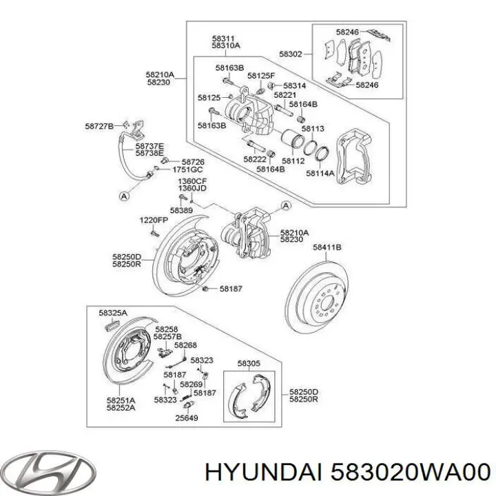 583020WA00 Hyundai/Kia колодки тормозные задние дисковые