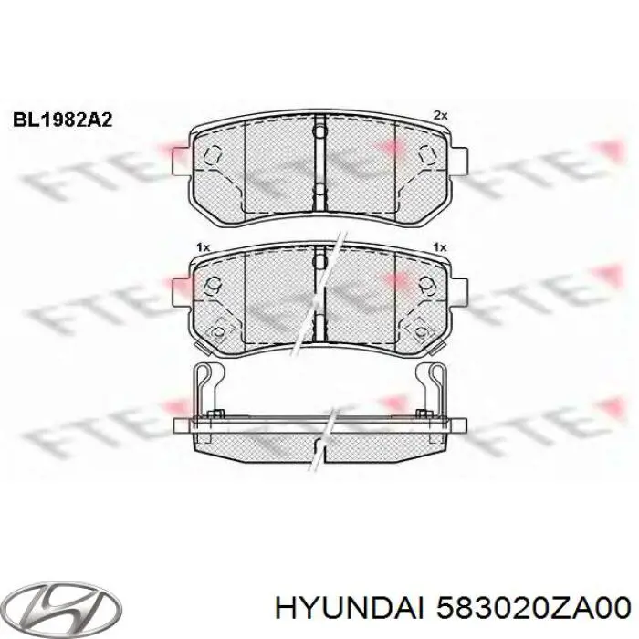 Задние тормозные колодки 583020ZA00 Hyundai/Kia