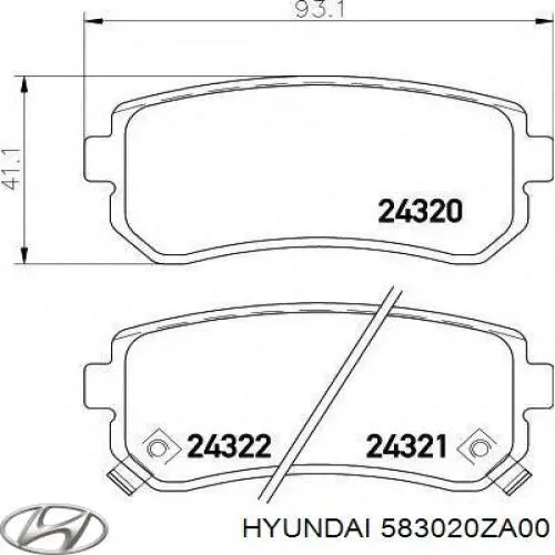 Задние дисковые колодки Hyundai/Kia 583020ZA00