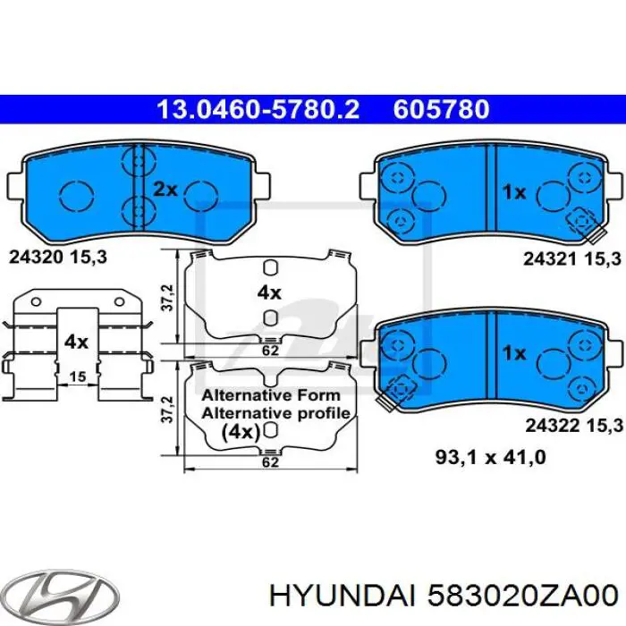 Колодки дисковые  Hyundai/Kia 583020ZA00 цена, от 19.77 USD